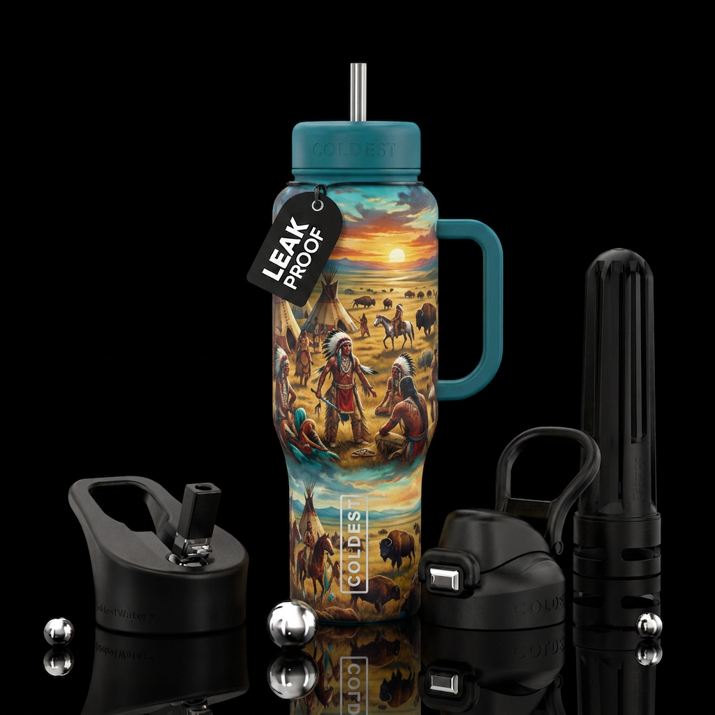 The plains, native Americans, water bottle design