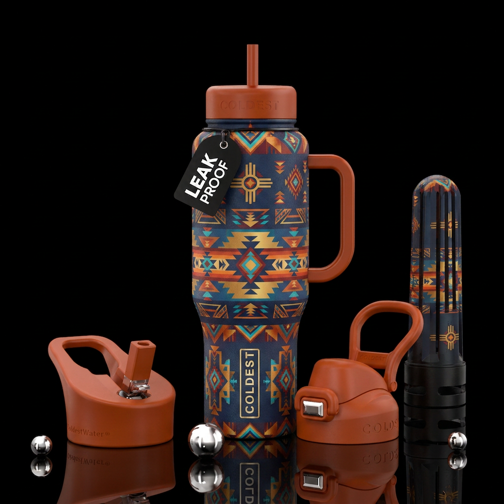 Native American print water bottle design