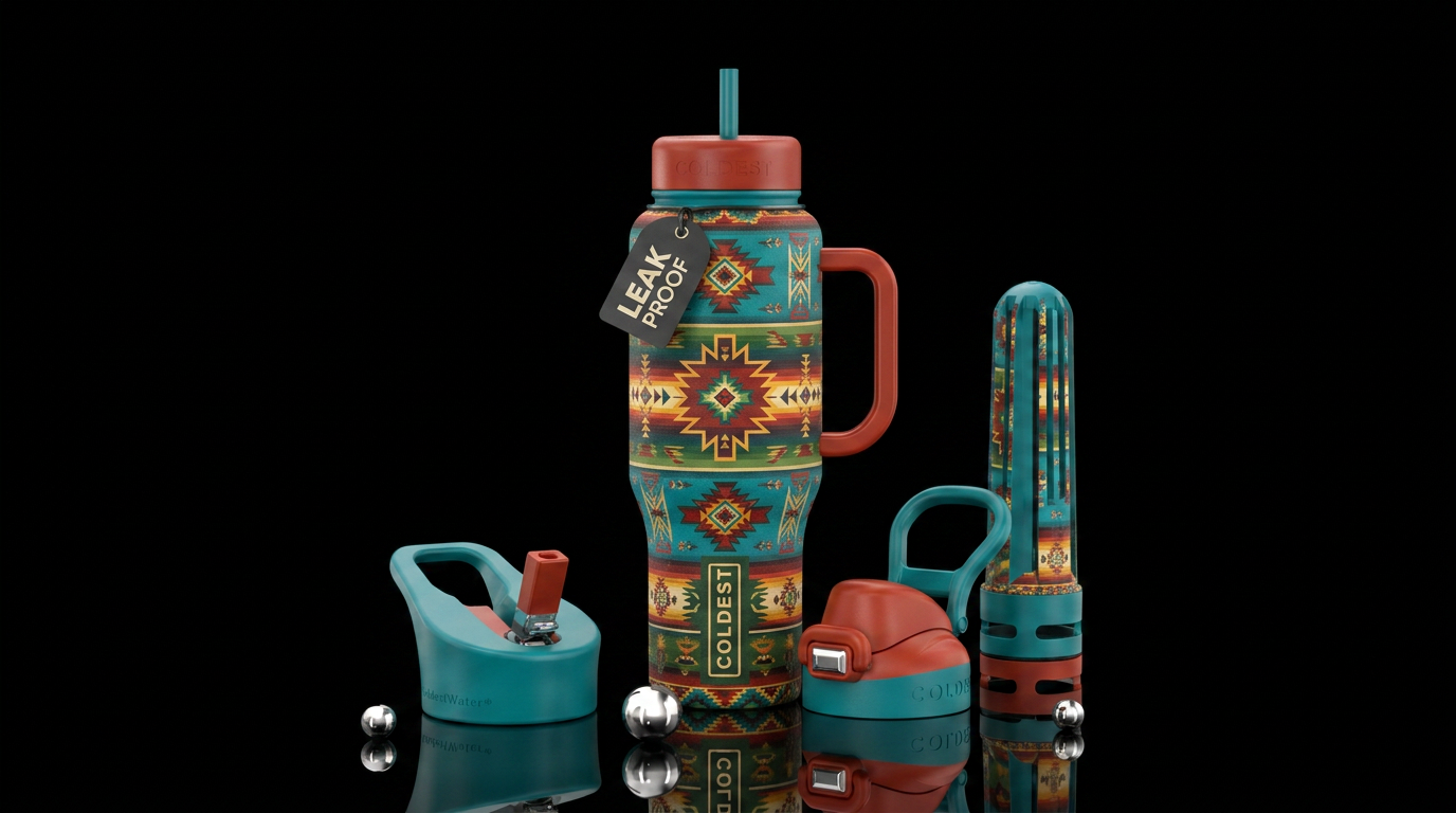 Native American print water bottle design