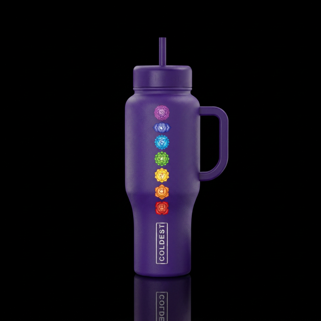 Seven chakras water bottle design