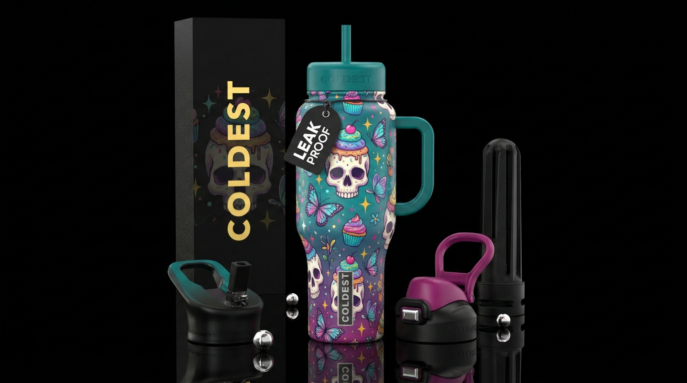 Skulls,  cupcakes, beautiul, funny, vibrant, magic... water bottle design