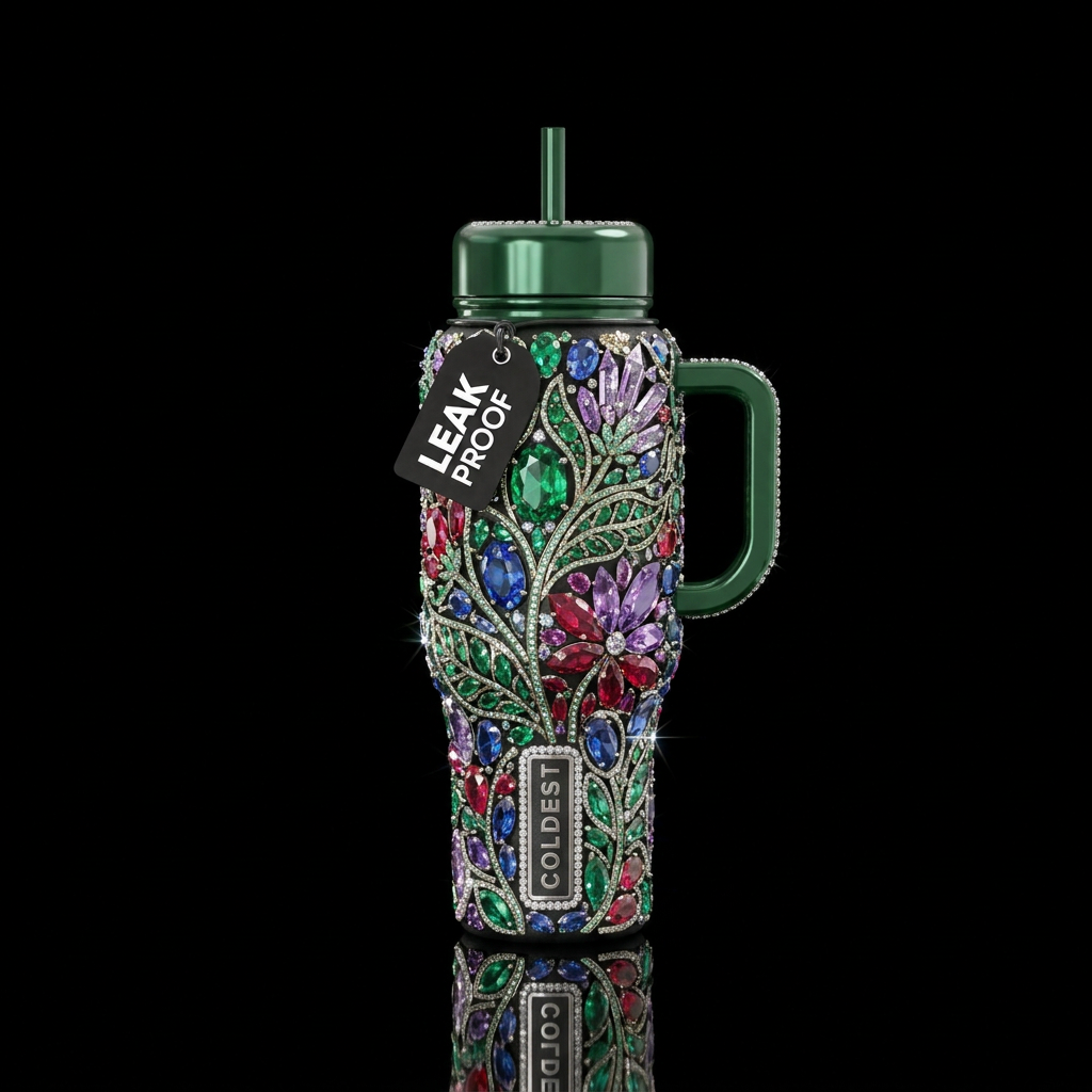sparkly, gemstone, nature-inspired, organic, natur... water bottle design