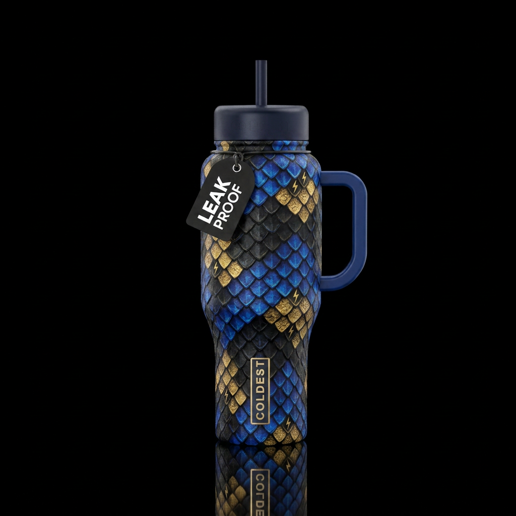 Black dragon scales, blue dragon scales, smaller g... water bottle design