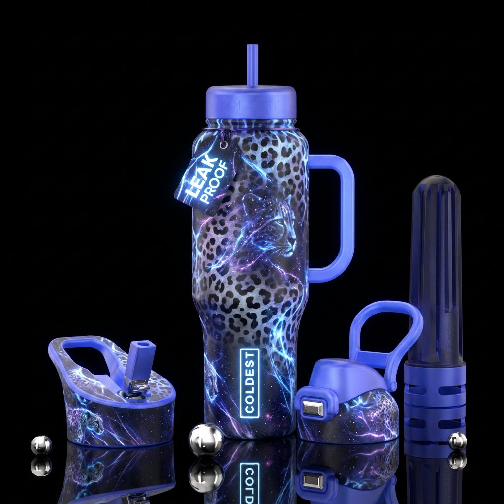 enchanted, cheetah, glowie, moonlit, magical, real... water bottle design