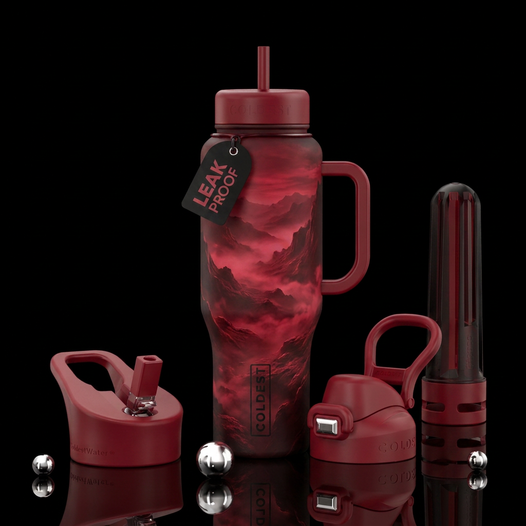valley, mysterious, crimson, soul, glowie water bottle design