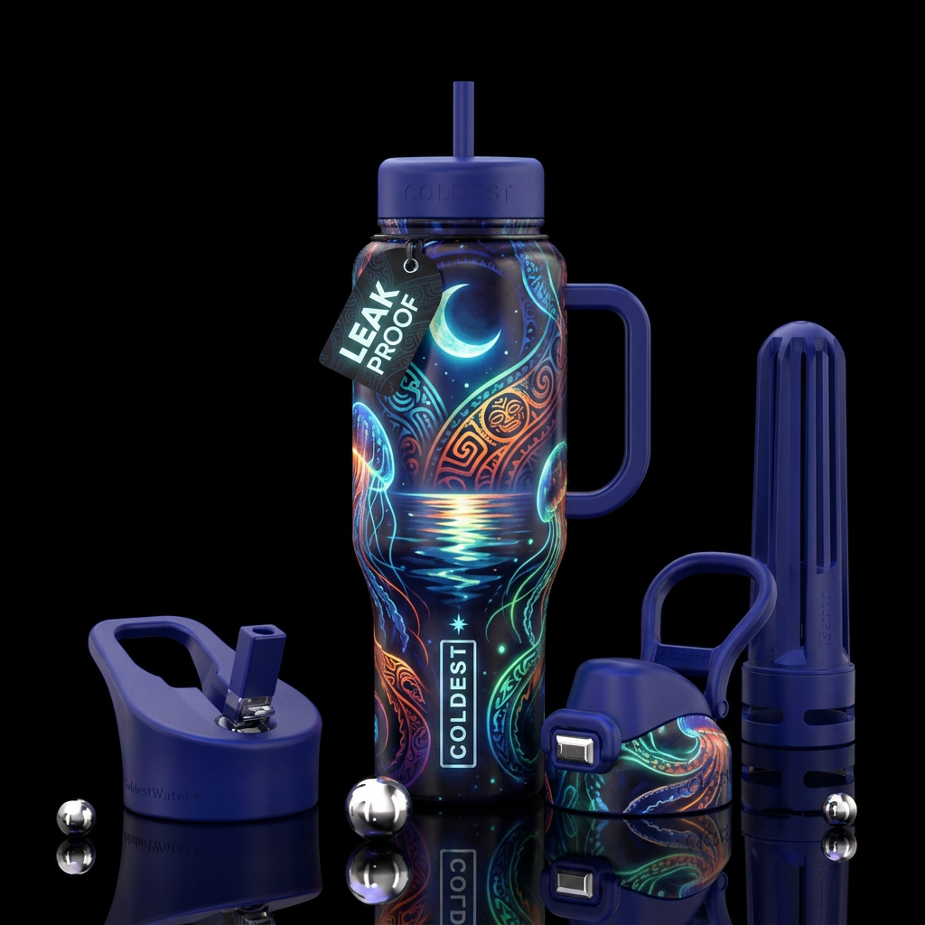 moonlit, moody, glowie, pacific islander water bottle design