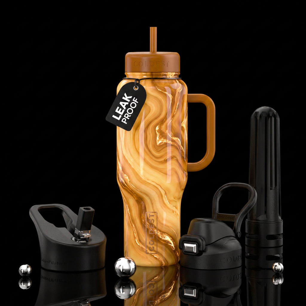 Gradient, honey, glowie, marble water bottle design