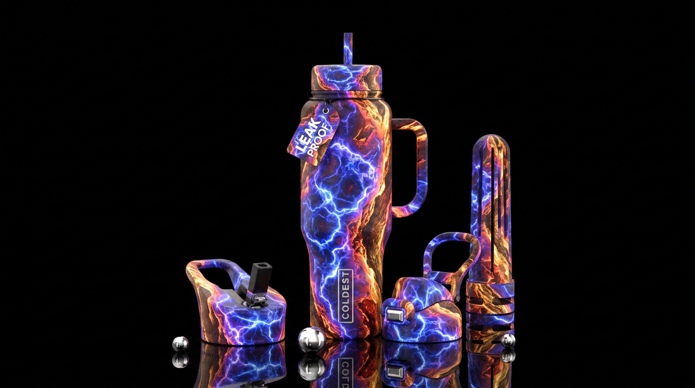 canyon, glowie, electric, firery water bottle design