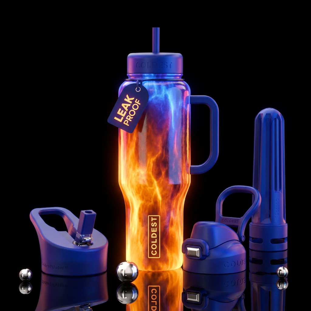 gradient, firery, electric, glowie water bottle design