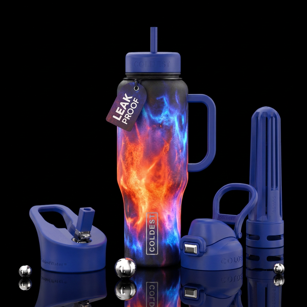 gradient, firery, electric, glowie water bottle design