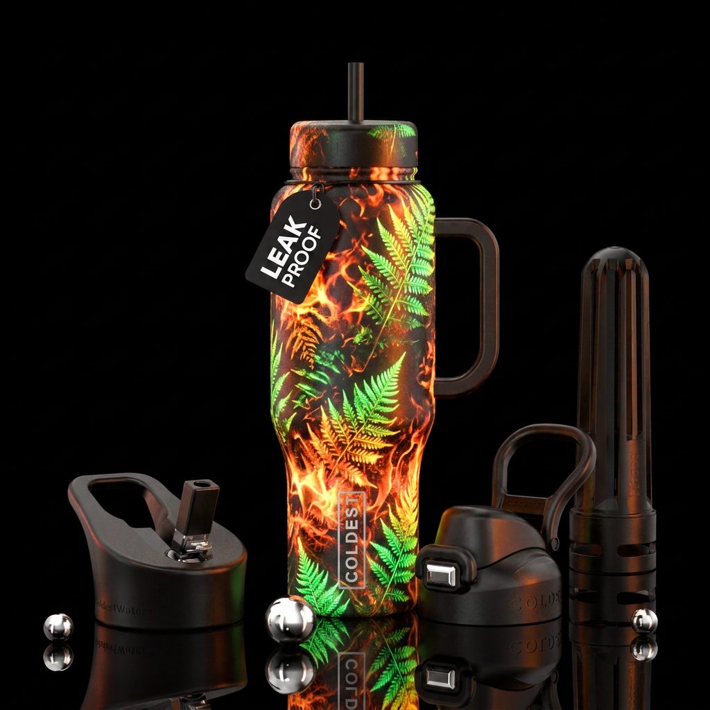 glowie, fern, firery, explosive water bottle design