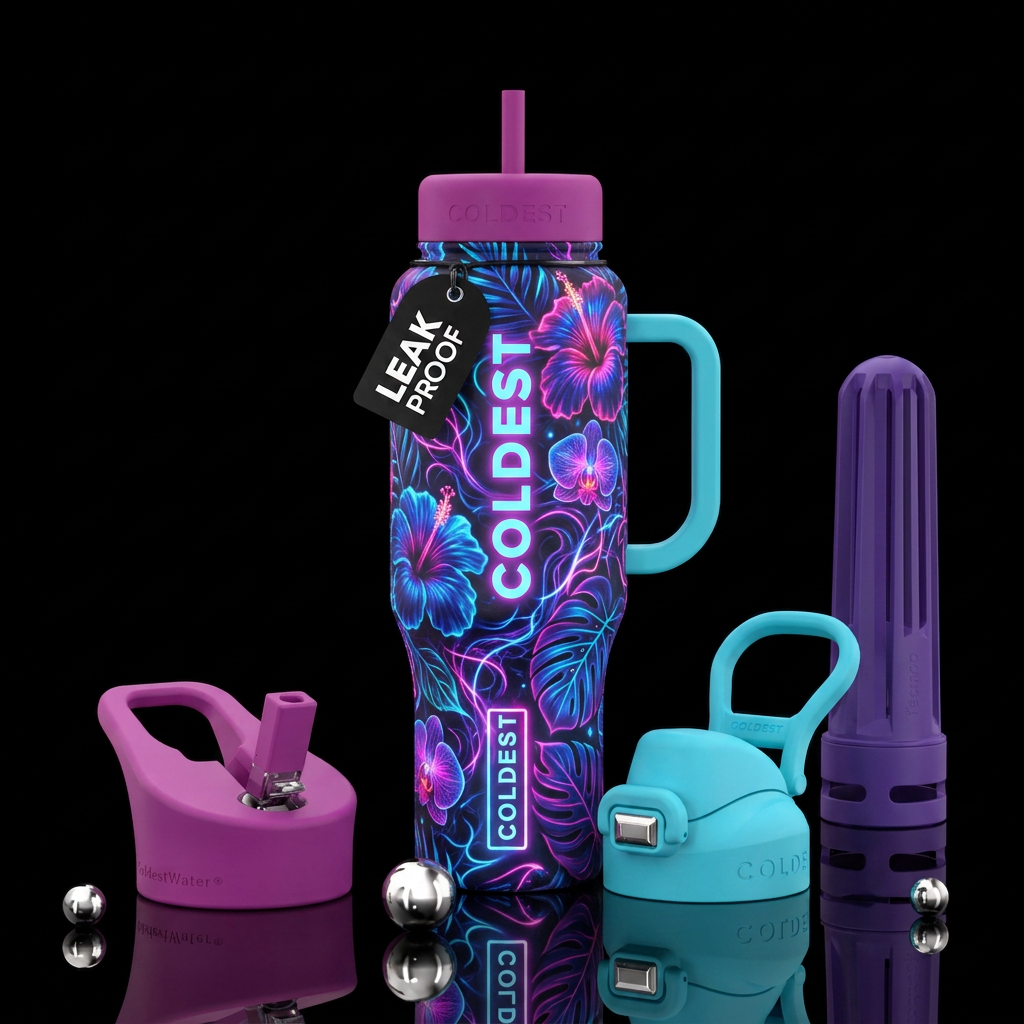 glowie, powerful, cocktail, floral, electric water bottle design