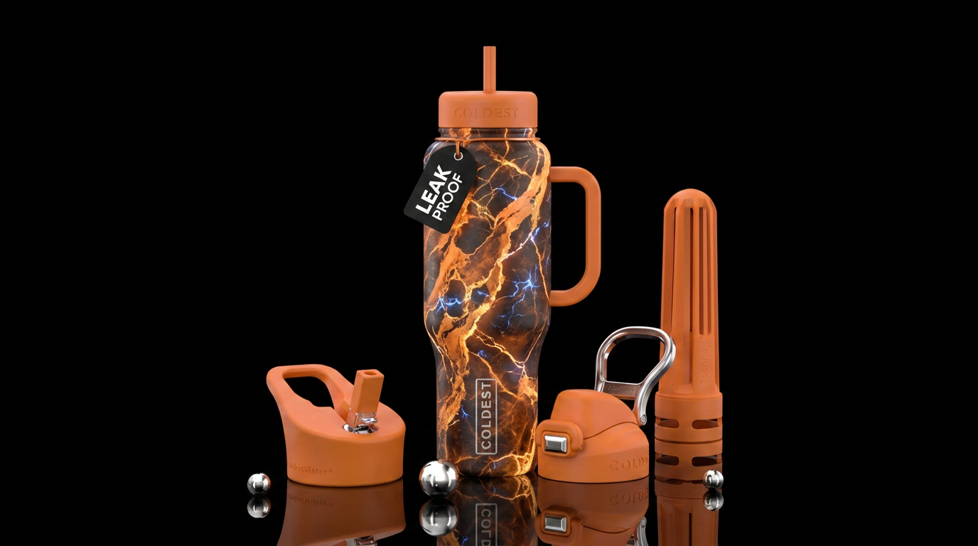 tangerine. Marble, glowie, electric water bottle design