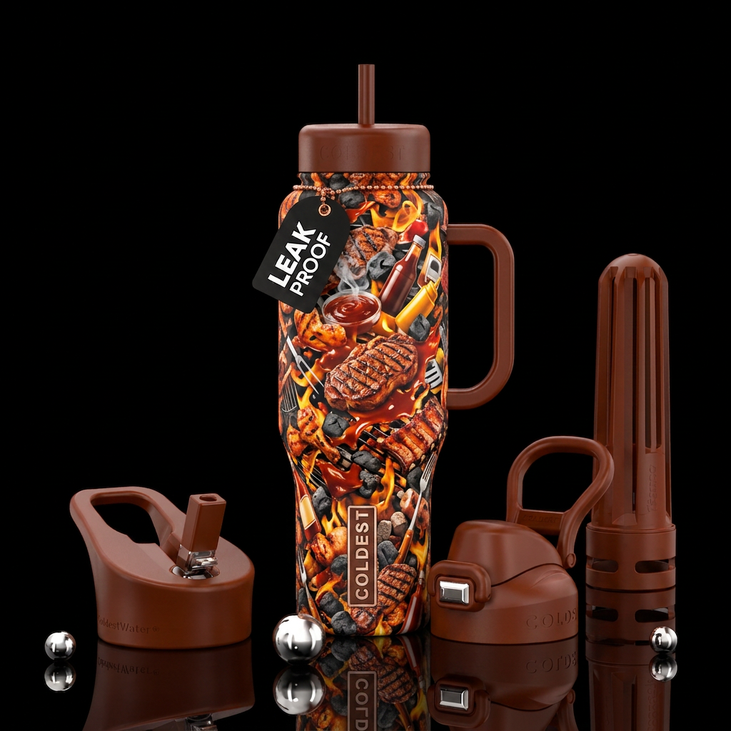 chaotic, bbq water bottle design