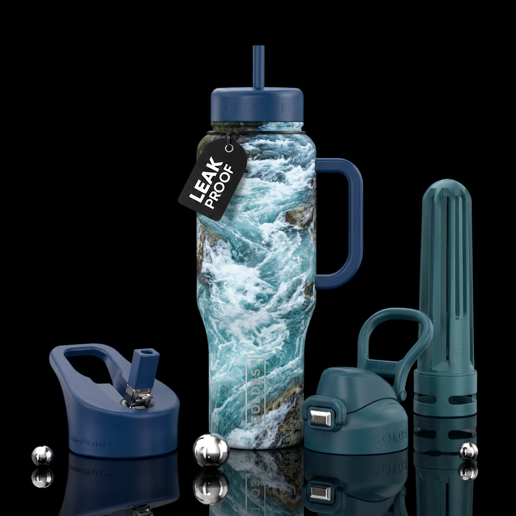rushing rapids, beautiul, magical water bottle design