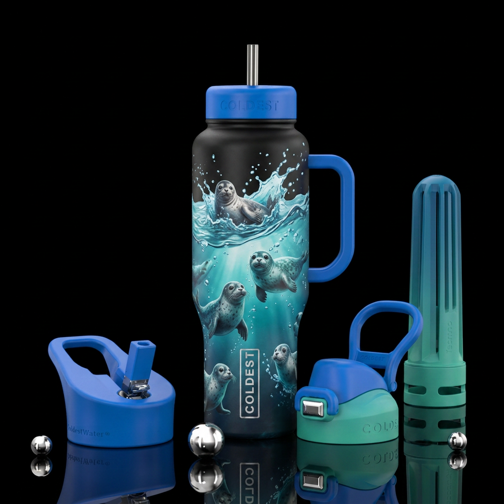 Seals playing in the water water bottle design