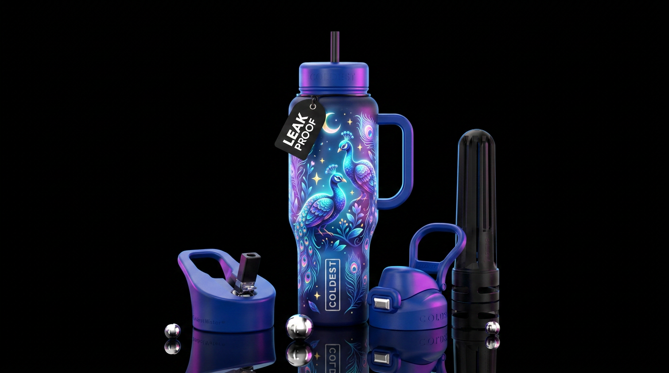 moonlit, baby peacocks, glowie, electric water bottle design