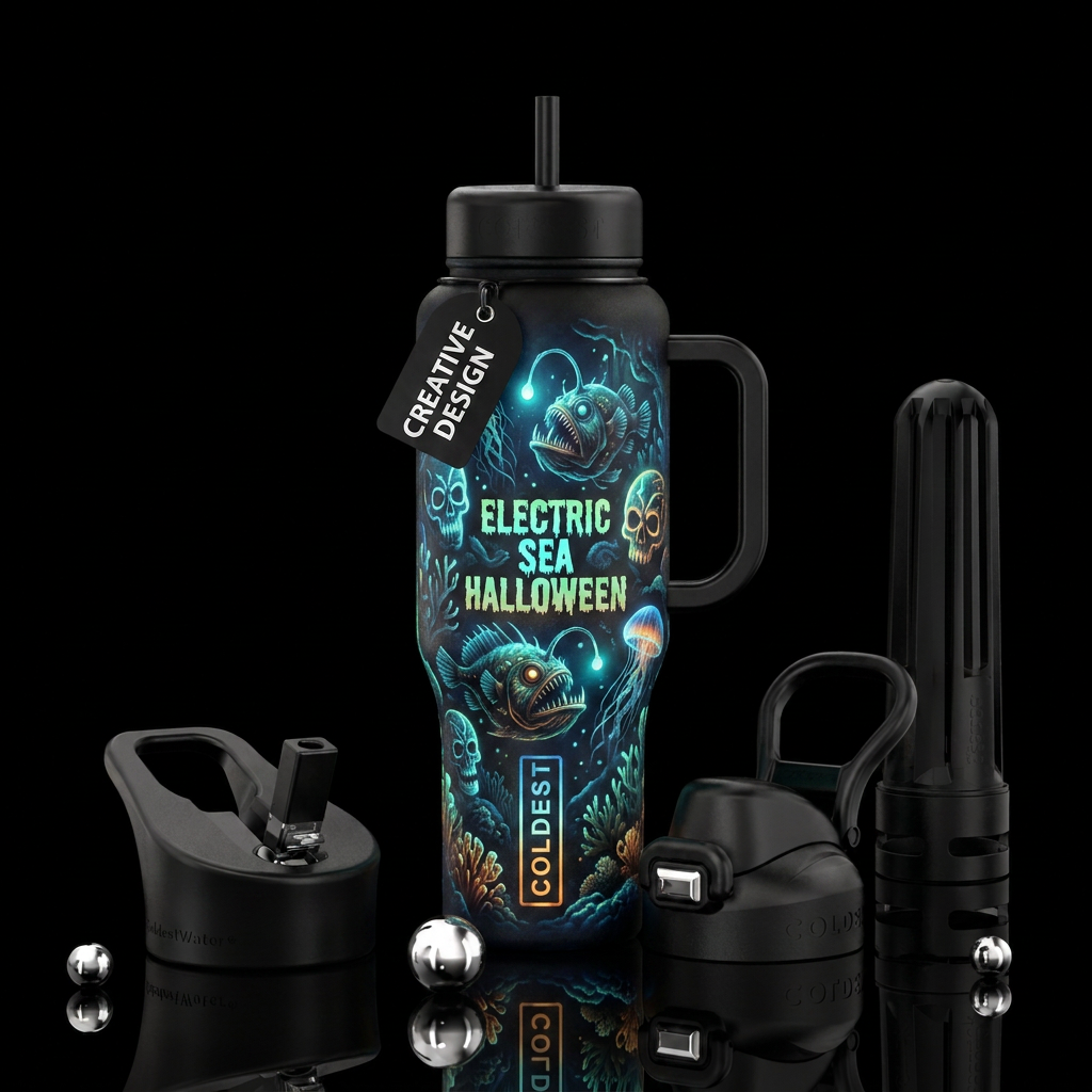 dark, amber, moonlit, glowie, electric, deep sea, ... water bottle design
