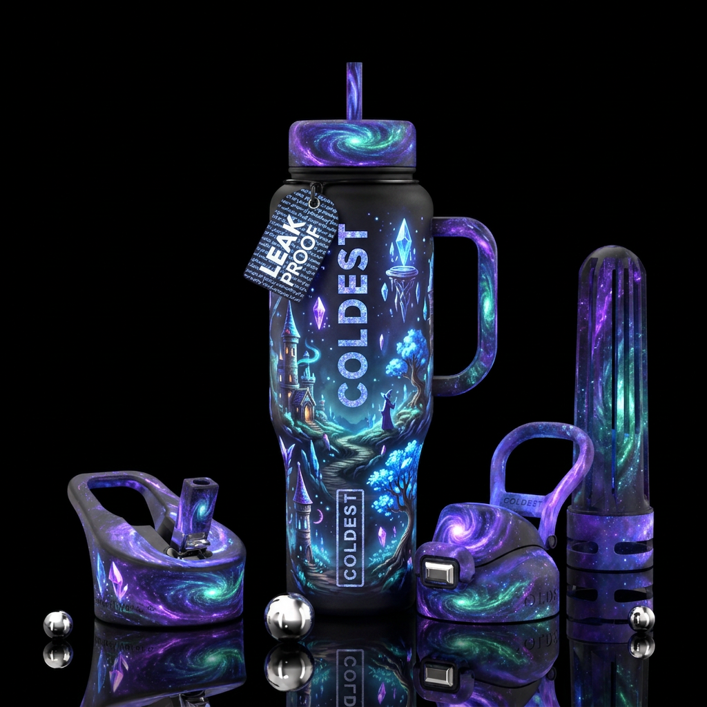 Magical wizard land,, glowie water bottle design