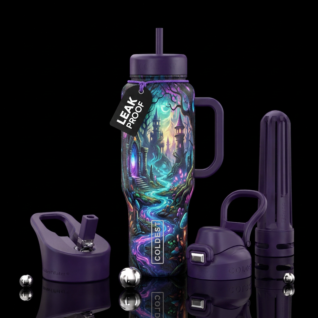 Magical wizard land,, glowie water bottle design