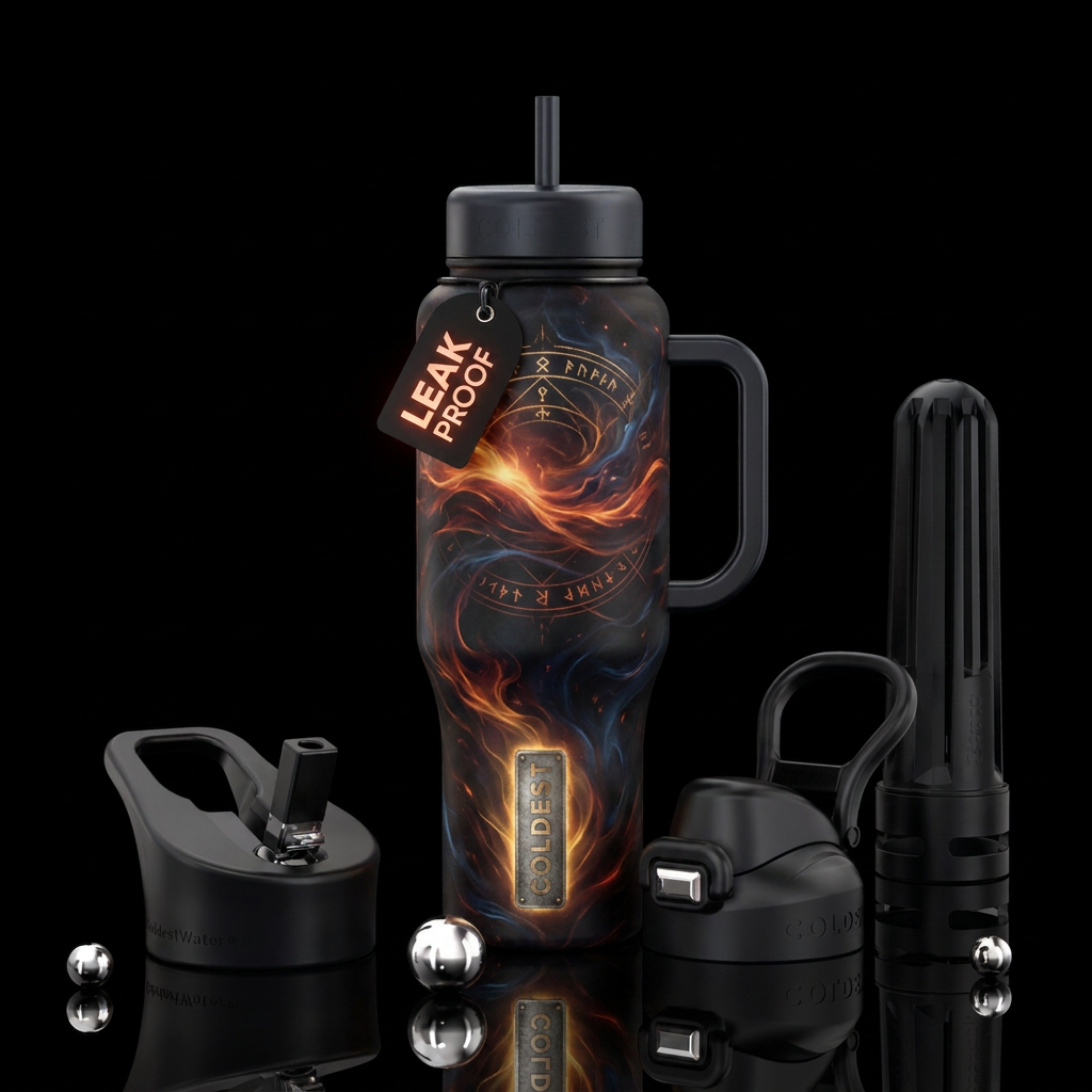 charcoal, scary, glowie, sunrise, magical, vibrant water bottle design
