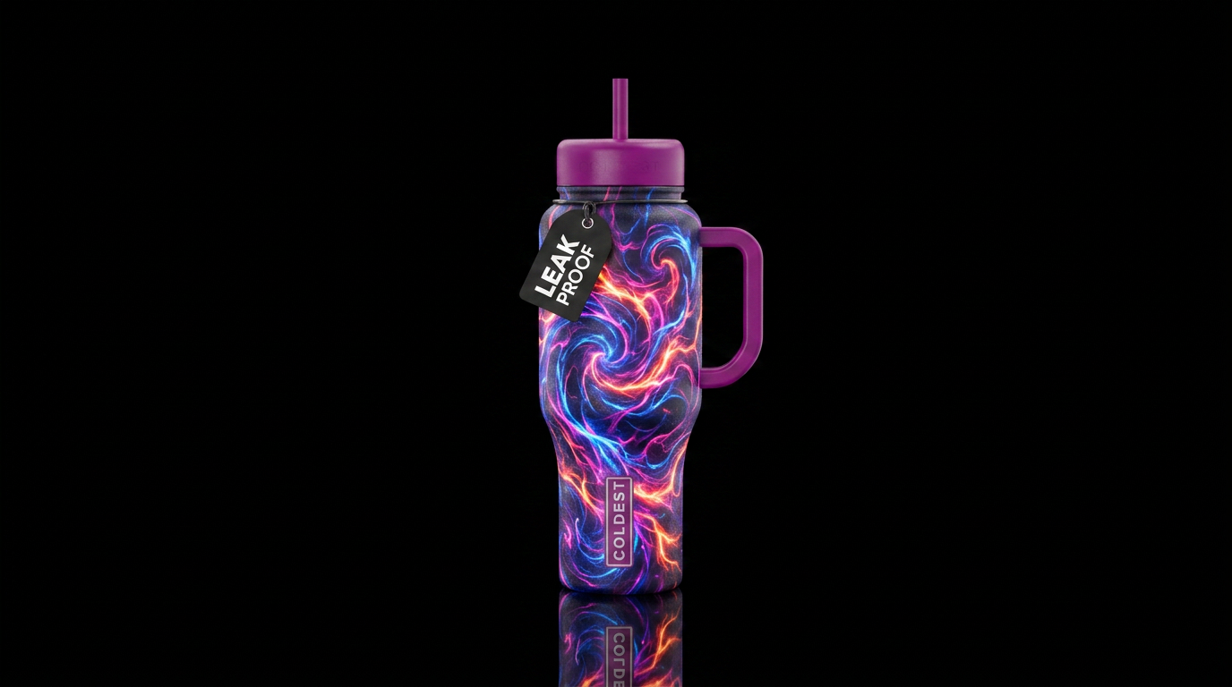 calm, glowie, magical, electric, firery, swirls water bottle design