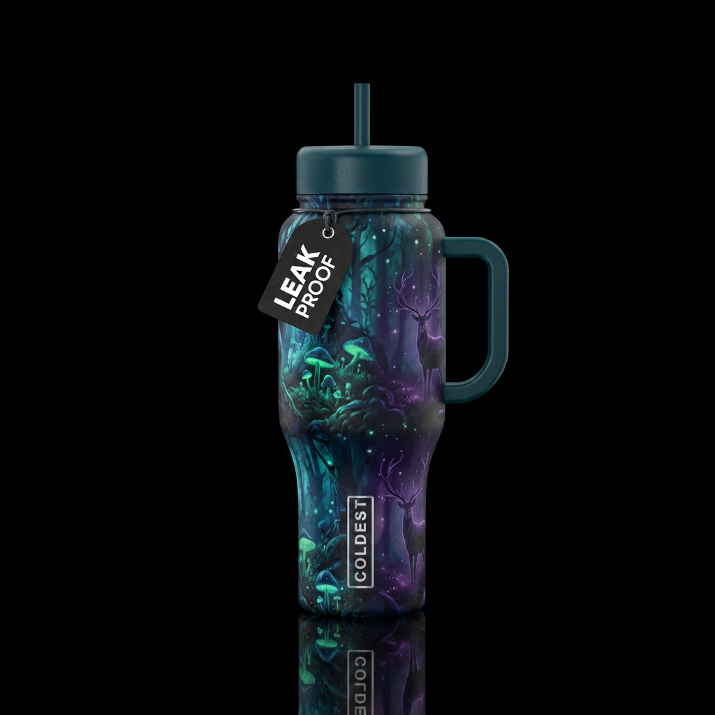 hunting, magical, glowie, dark mood water bottle design