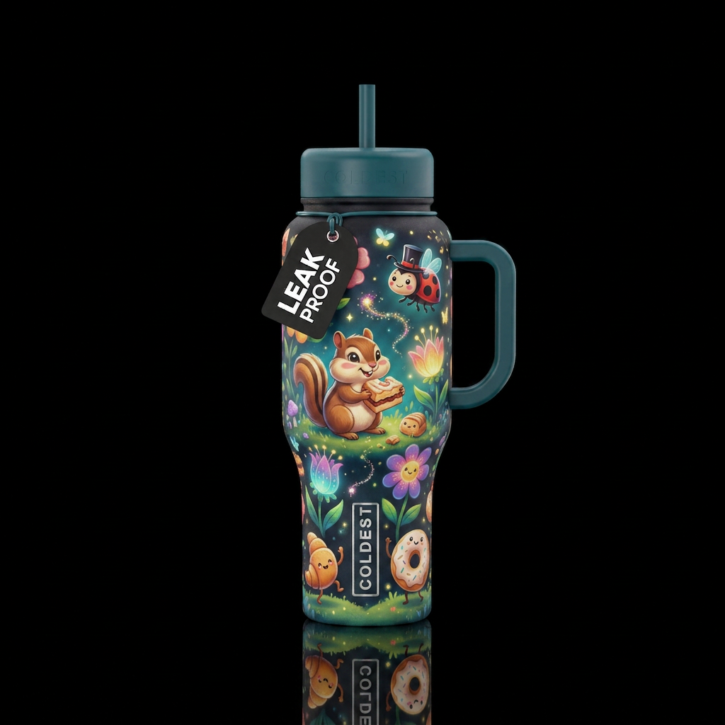 meadow, pastry, glowie, funny, magical, happy mood water bottle design