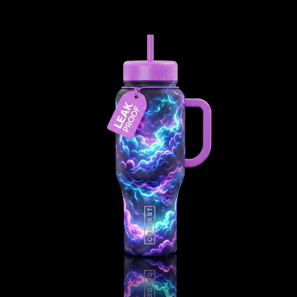 cloud, glowie, beautiul, vibrant, magical, electri... water bottle design
