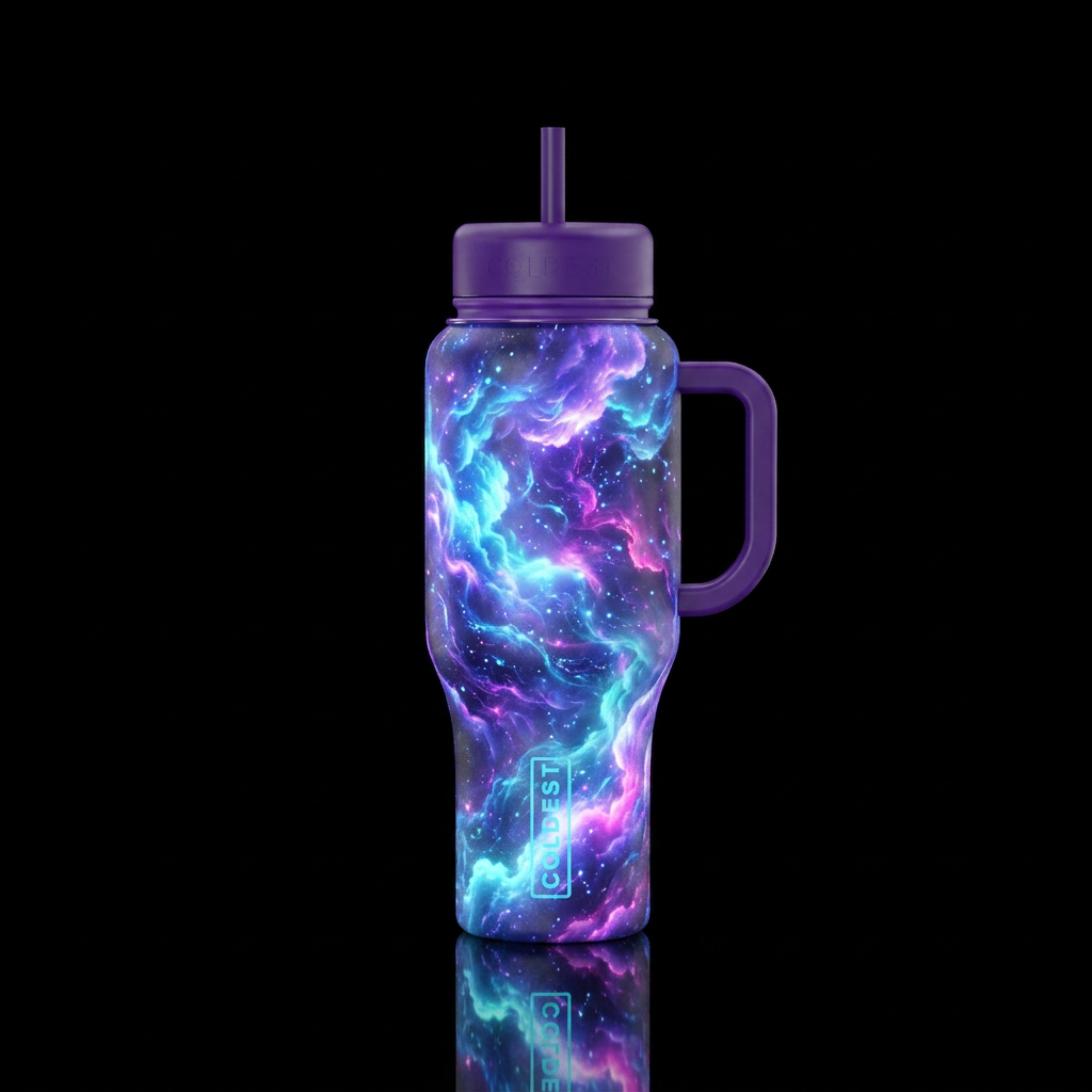 cloud, glowie, beautiul, vibrant, magical, electri... water bottle design