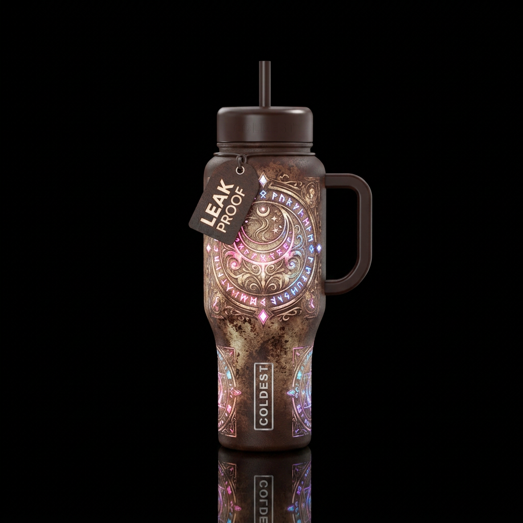 chocolate, ivory, distressed, glowie, magical, whi... water bottle design