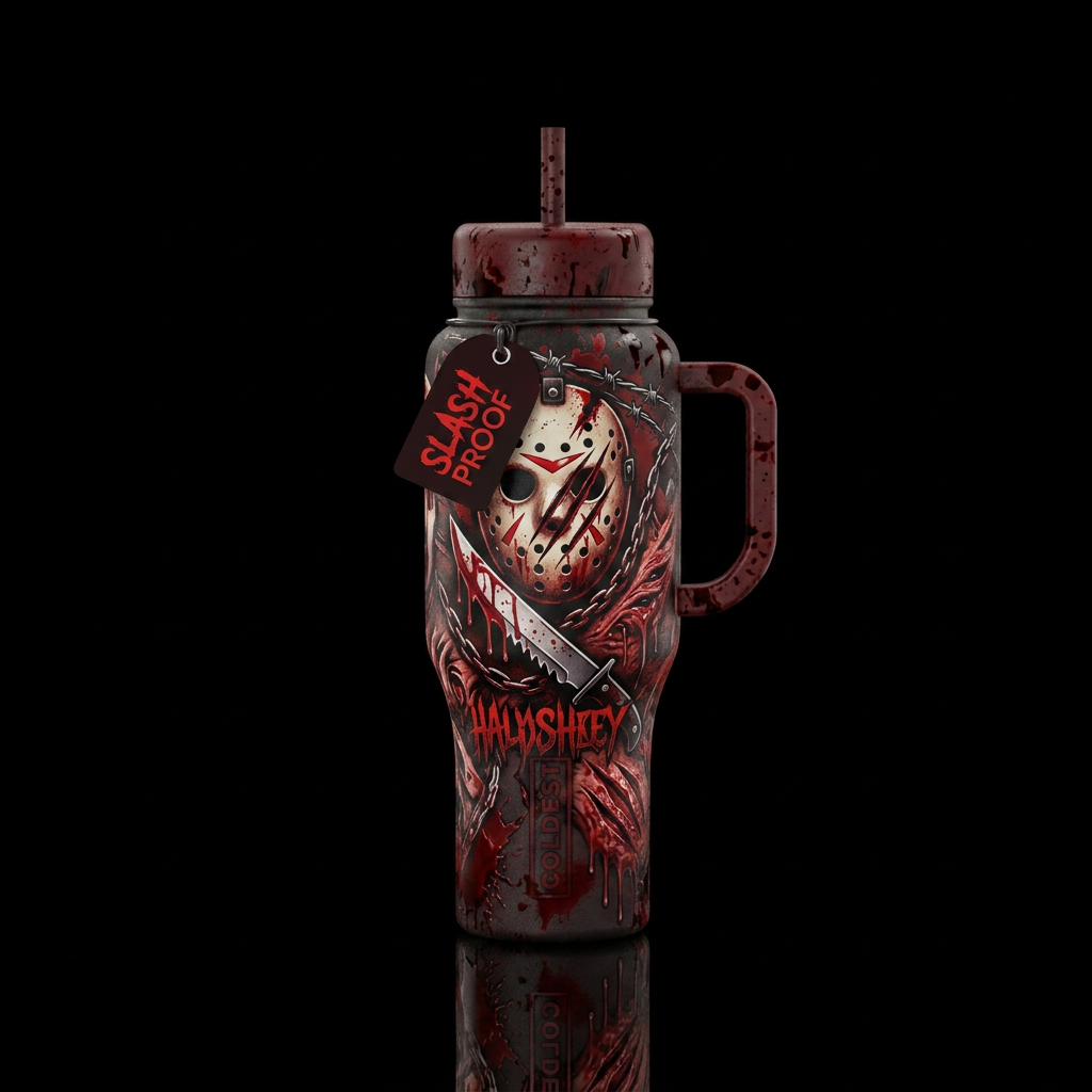 Bloody gory slasher, scary water bottle design