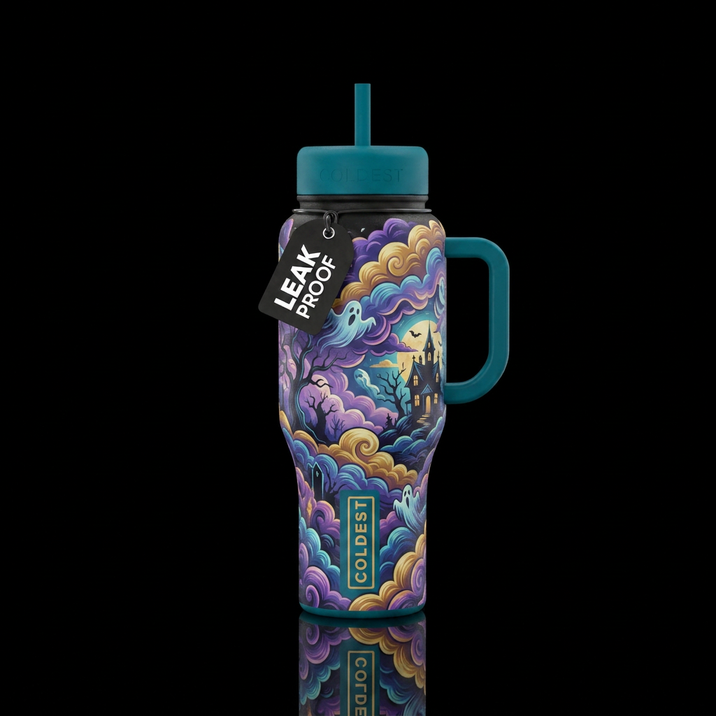 haunted, clouds water bottle design