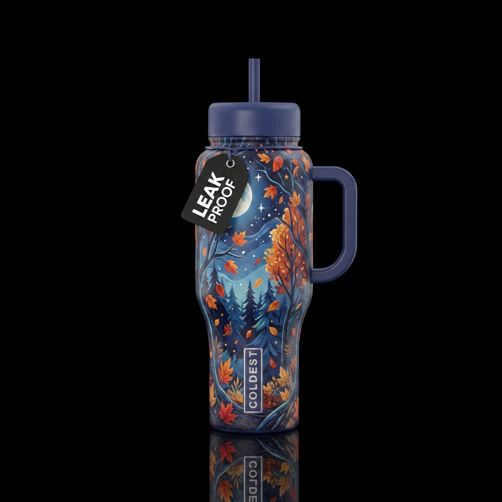 Autumn nights, cool, crisp water bottle design