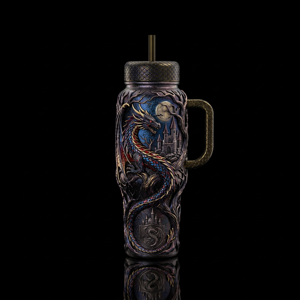 dragon, darkness, haunted, luxurious water bottle design