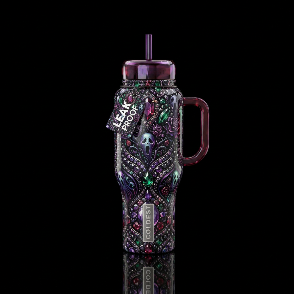 haunted, darkness, gemstone water bottle design