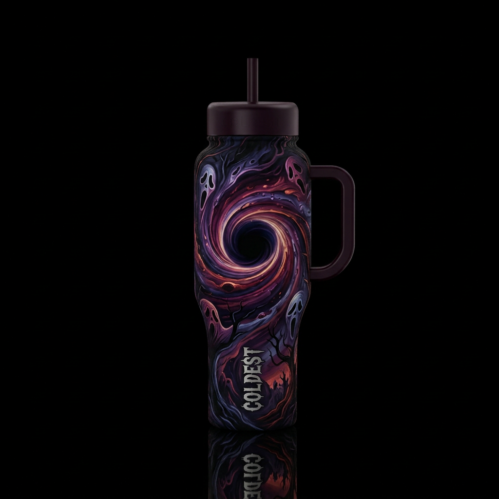 black hole, scary, darkness, haunted water bottle design