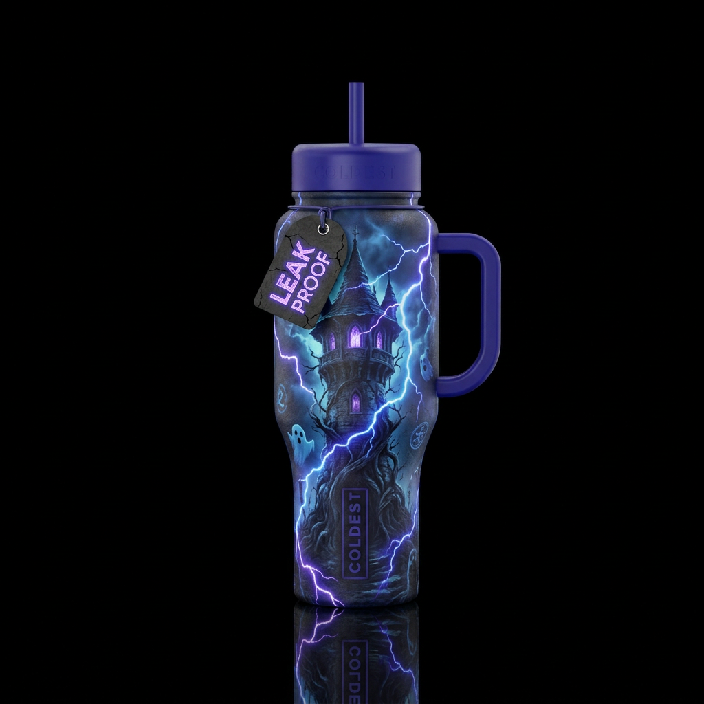 haunted, wizard, dark mood, electric water bottle design