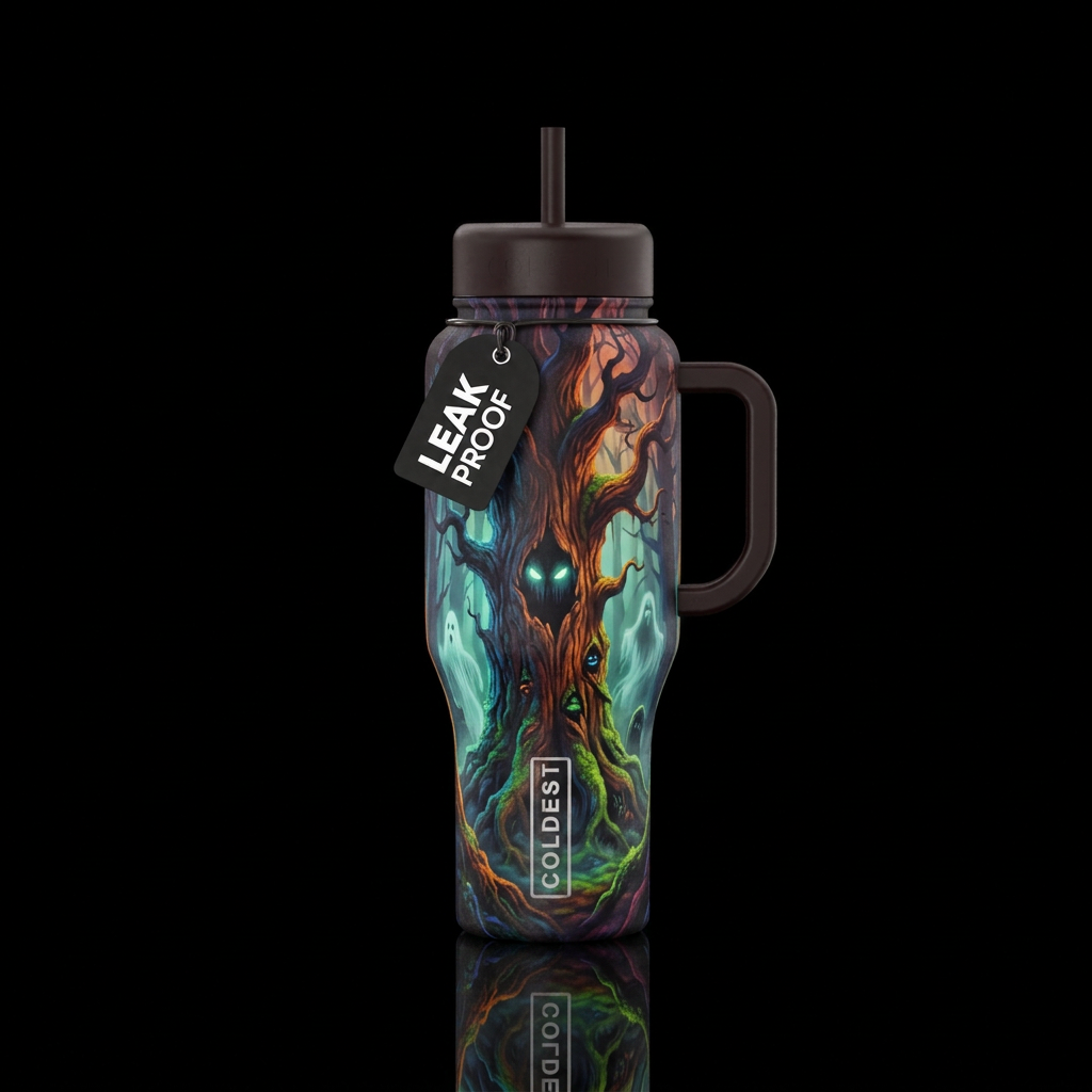 redwood, haunted water bottle design