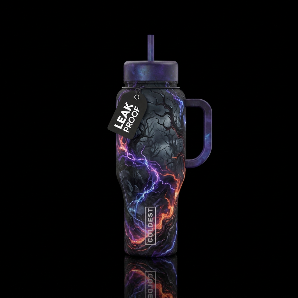 darkness, haunted, magic, firery, electric water bottle design