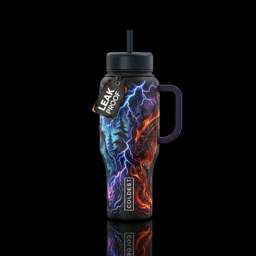 darkness, haunted, magic, firery, electric water bottle design