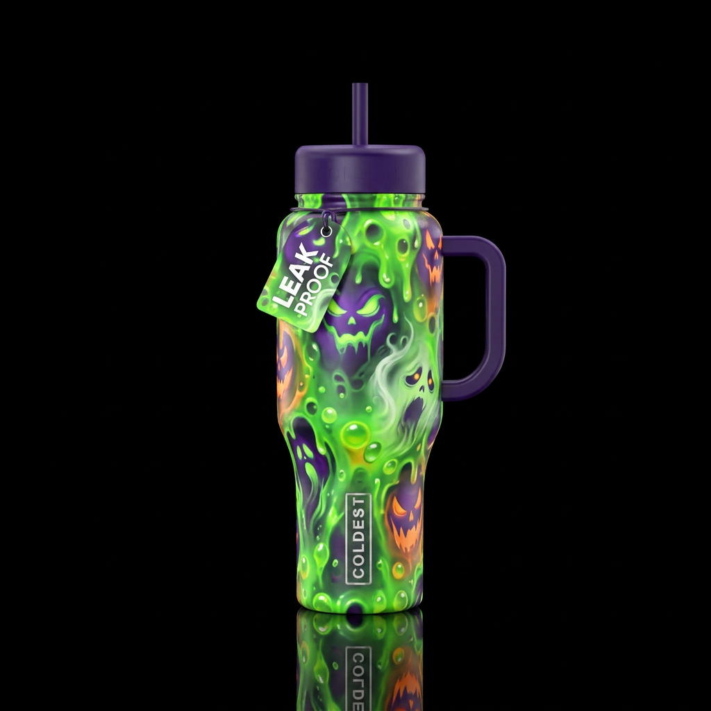 Haunted slime water bottle design