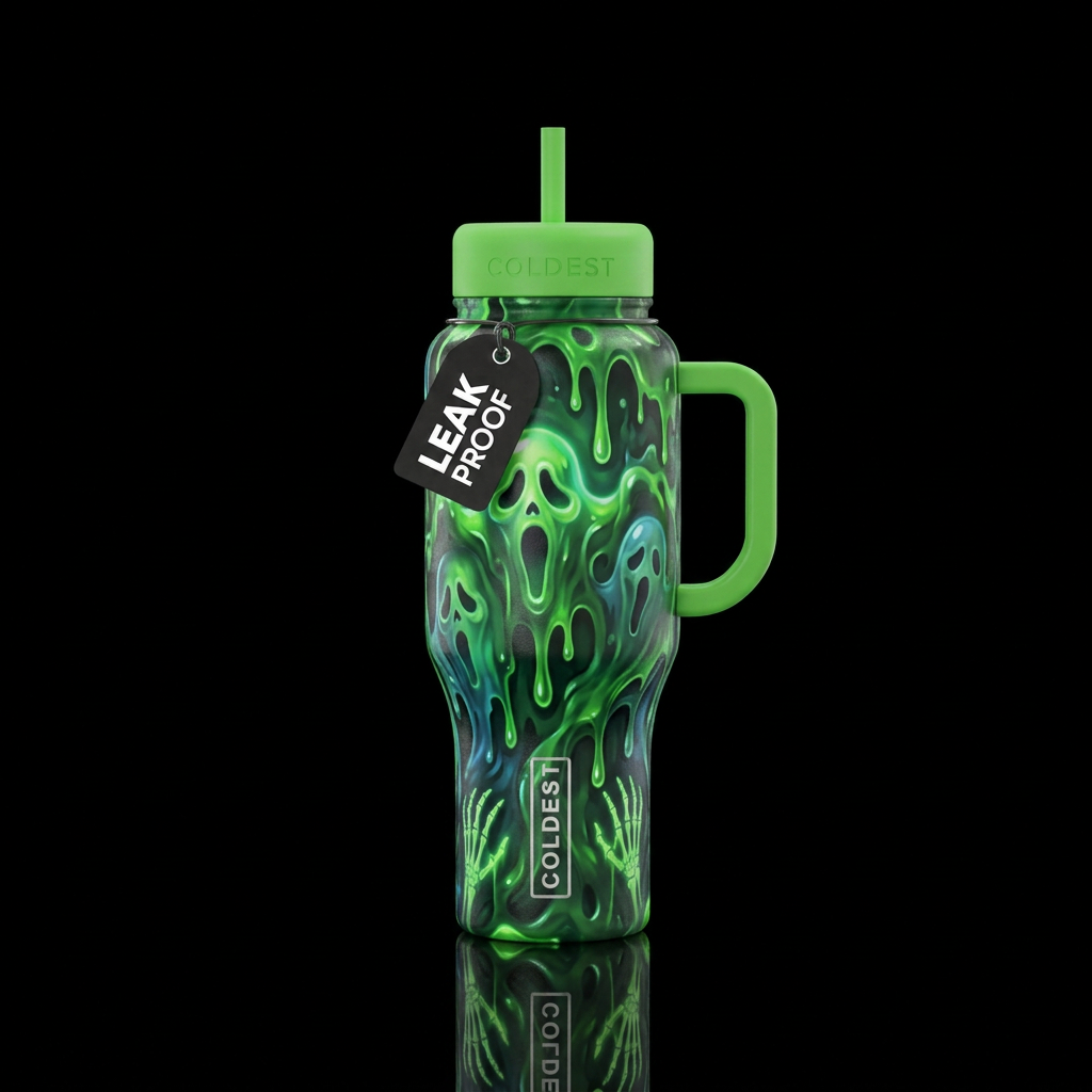 Haunted slime water bottle design