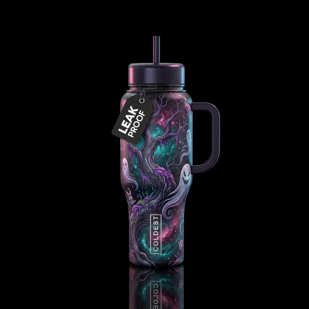 magical, fantasy, haunted water bottle design