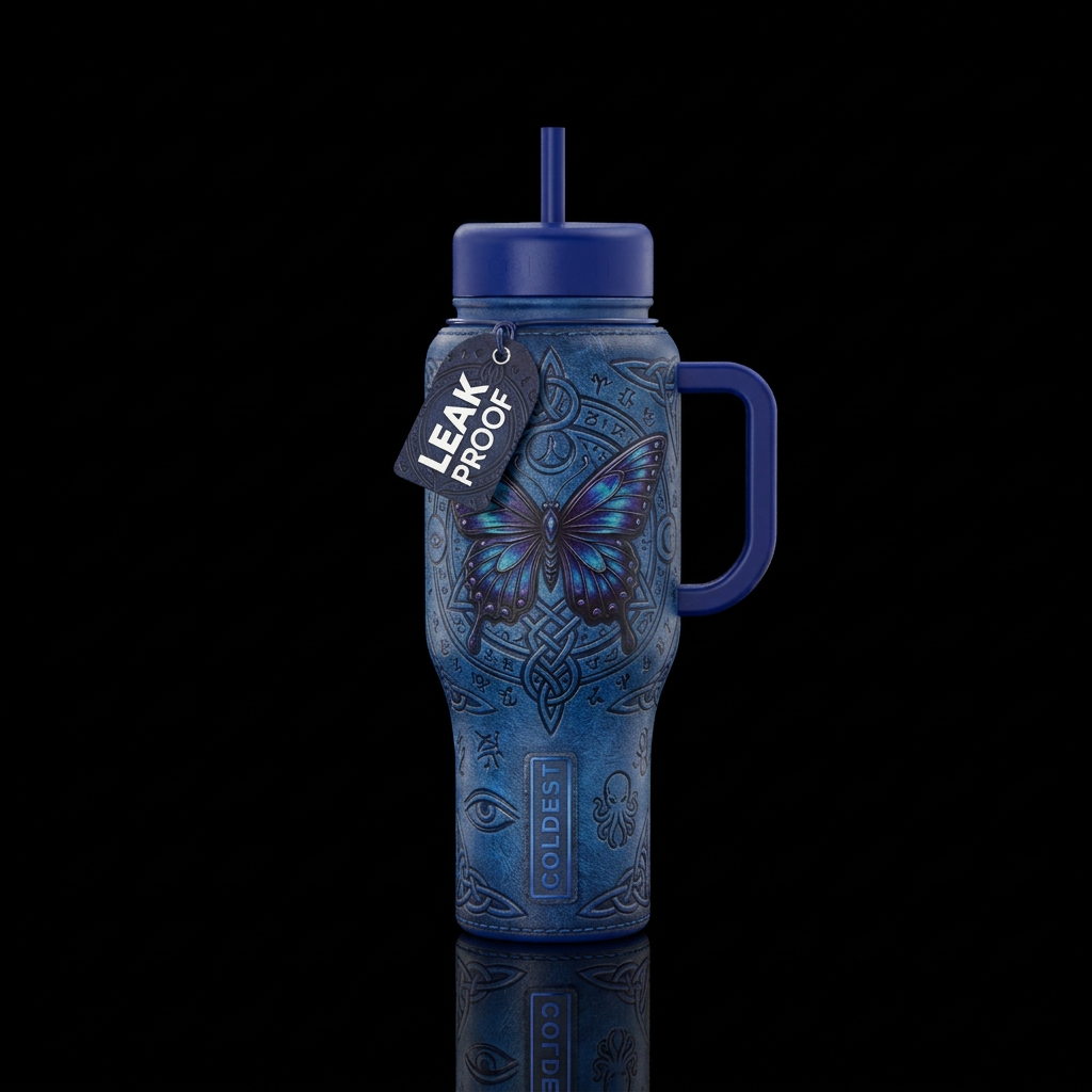 sapphire, spellbinding, leather, haunted, lovecraf... water bottle design