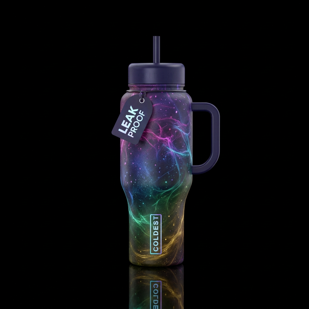 ombre, pulse, magical, fantasy, darkness water bottle design