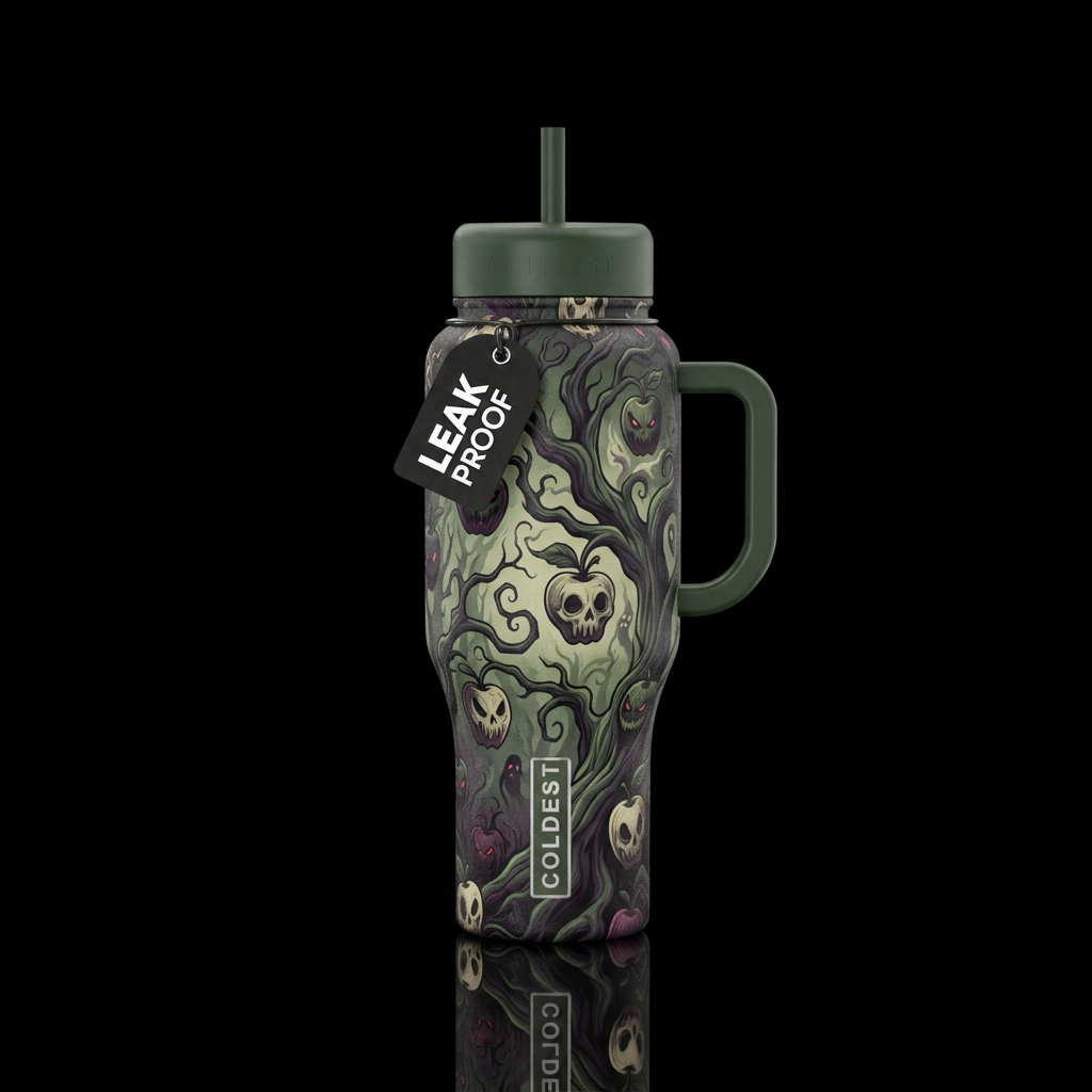 haunted, bad apples water bottle design