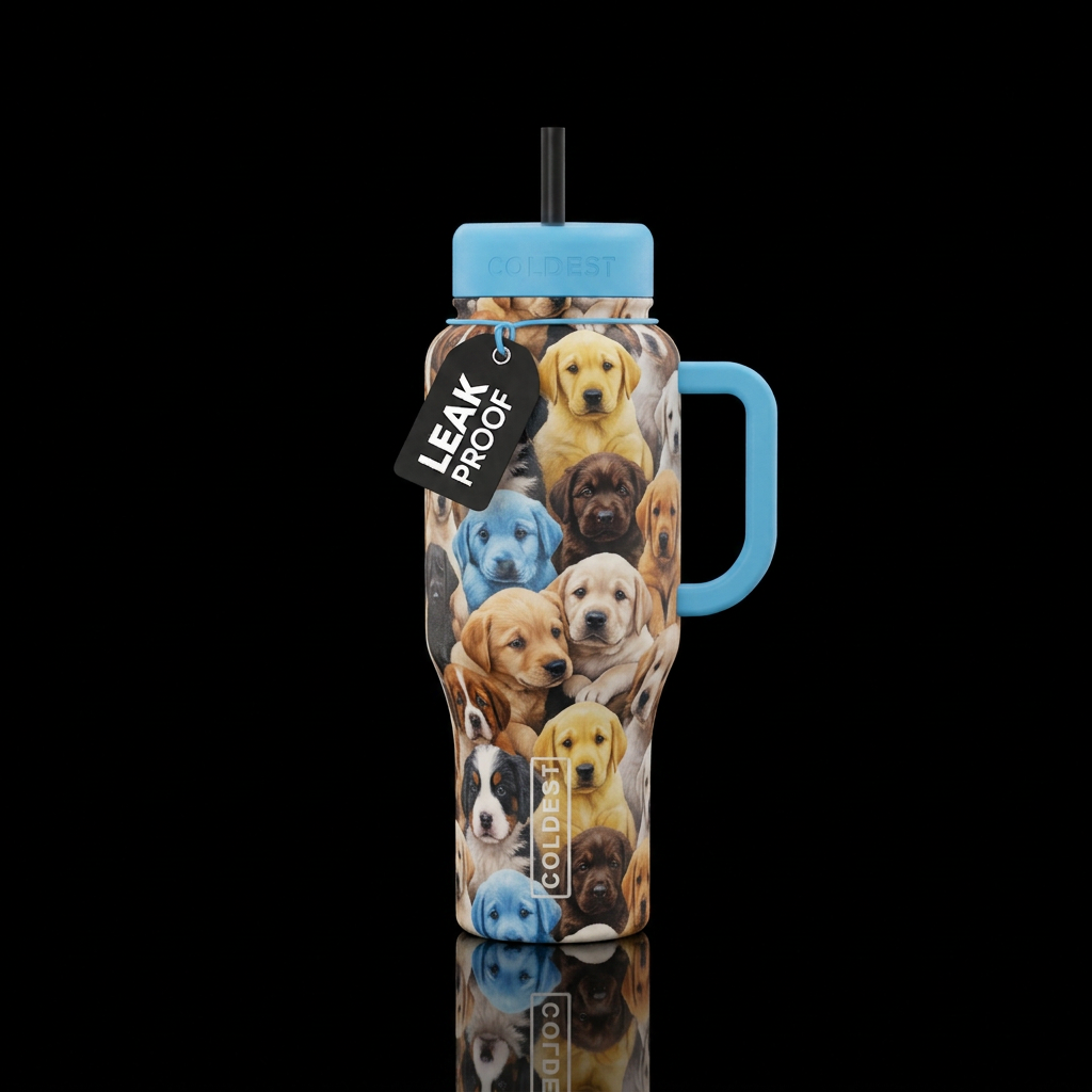 Cuddle puppies water bottle design