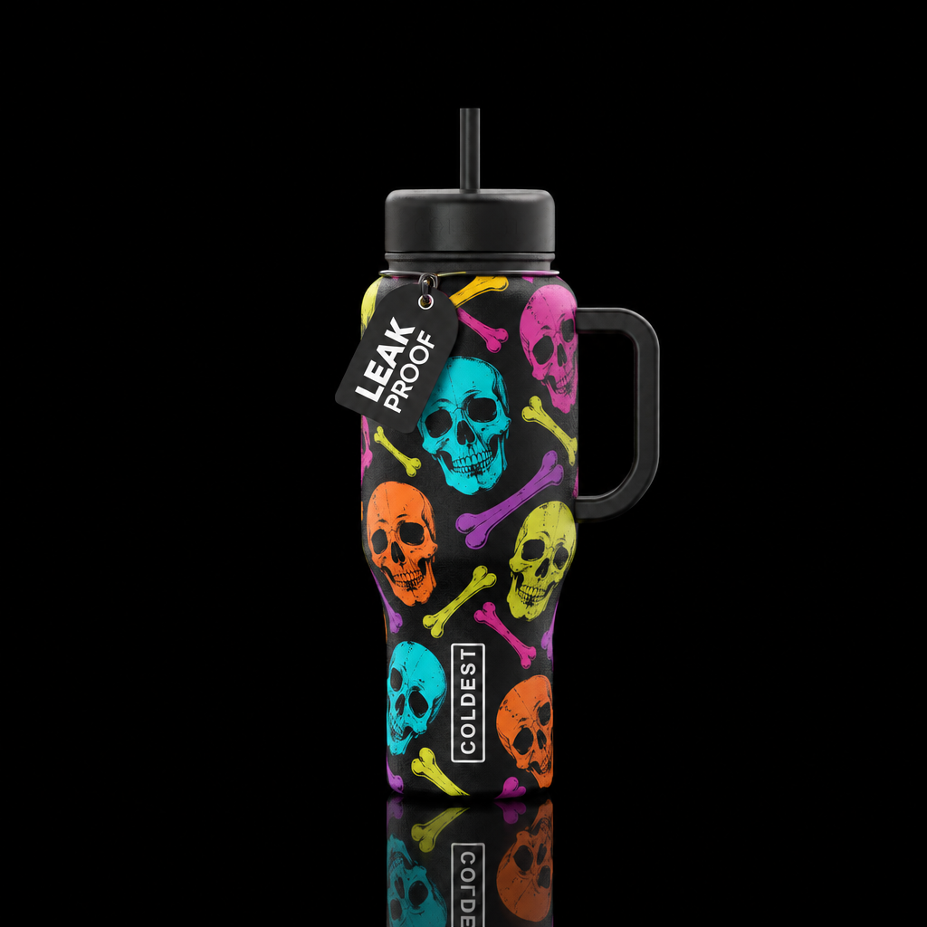 Skulls and bones water bottle design