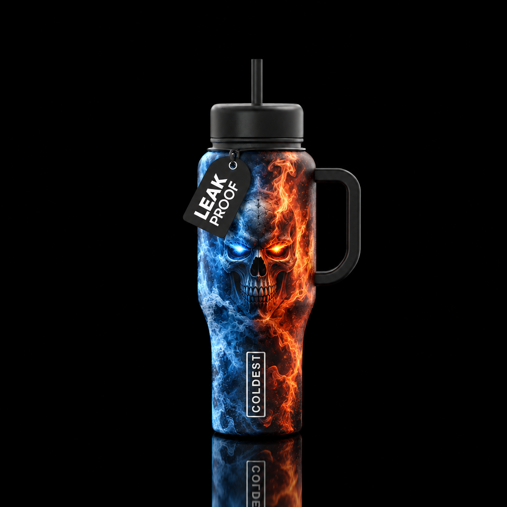 Haunted fire and ice water bottle design